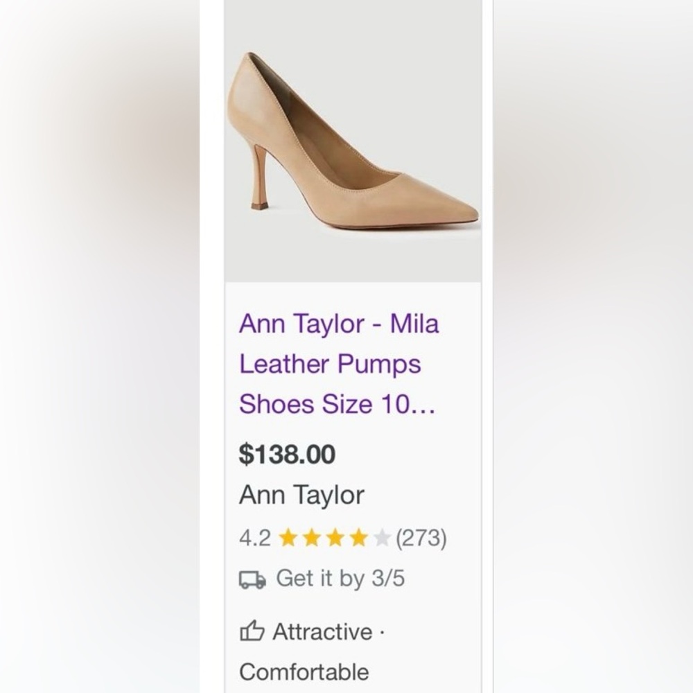 Ann Taylor Leather Pump Heels Mila - Picture 3 of 8